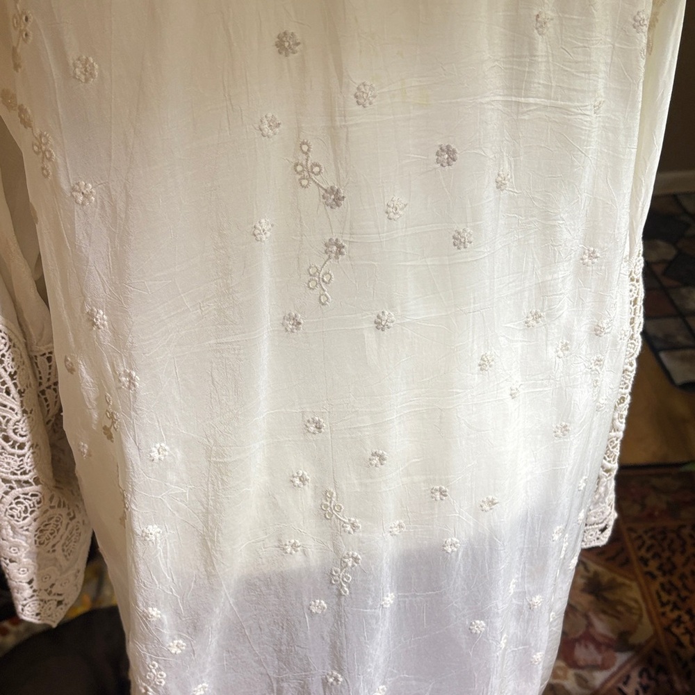Johnny Was Cream Embroidered Tunic SZ XL - Picture 4 of 7